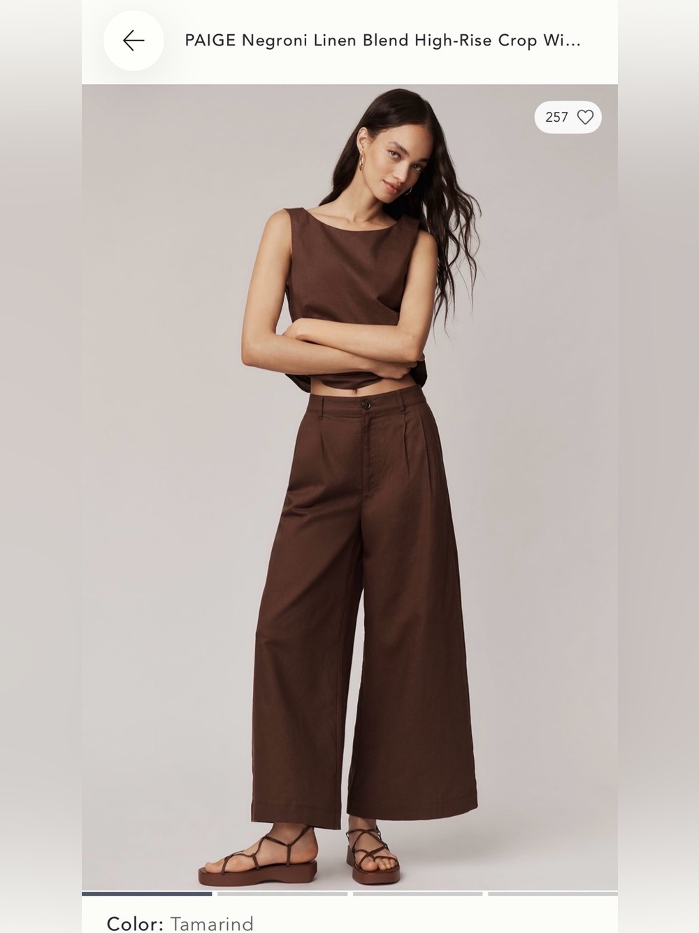Paige linen blend Set (Negroni High-Rise Crop Wide-Leg Pants, Judith boatneck